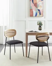 Set of 2 Dining Chairs MAYETTA Rattan Black_931880