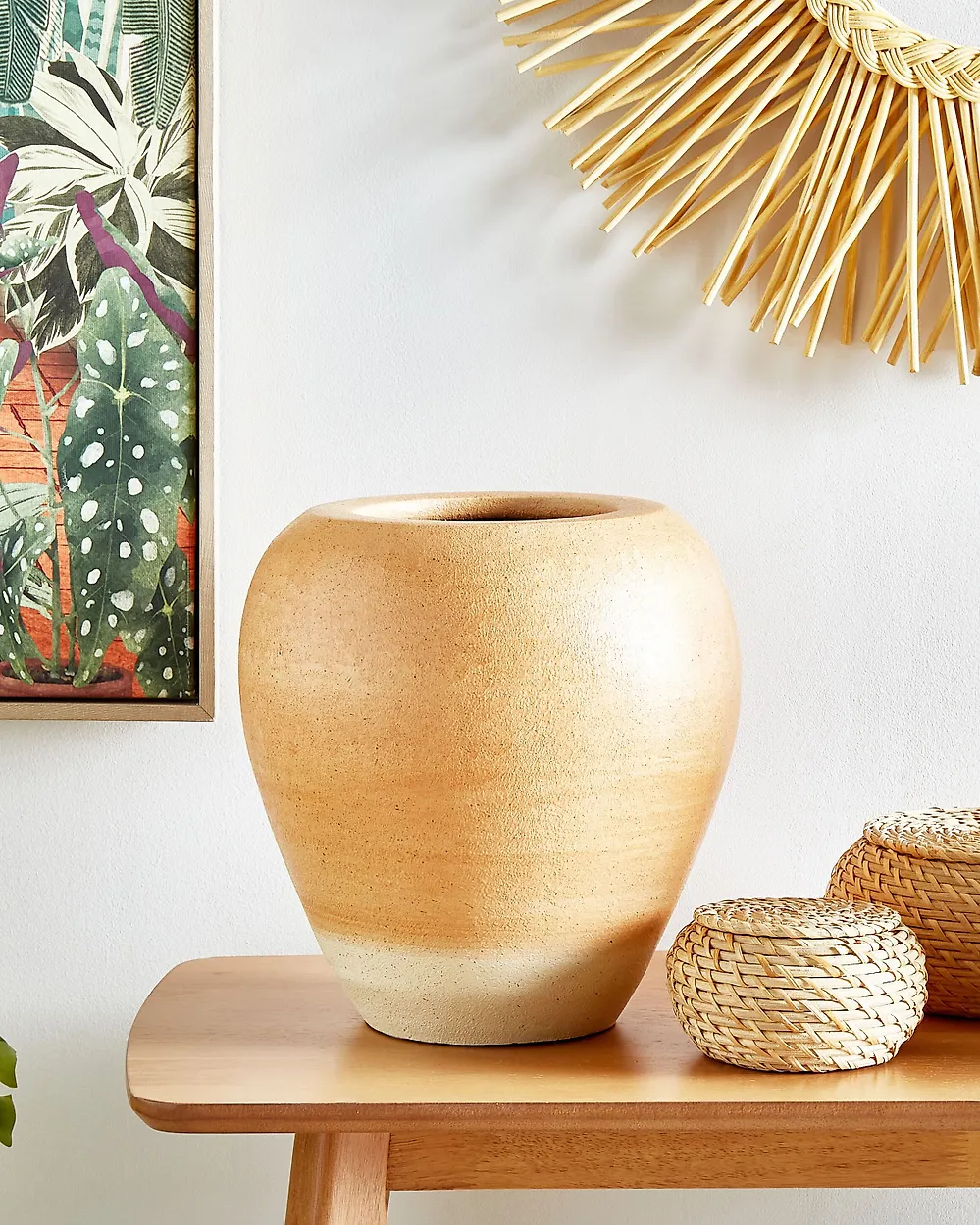 Decorative Vase SKIONE 34 cm Ceramic Light Brown_1182542