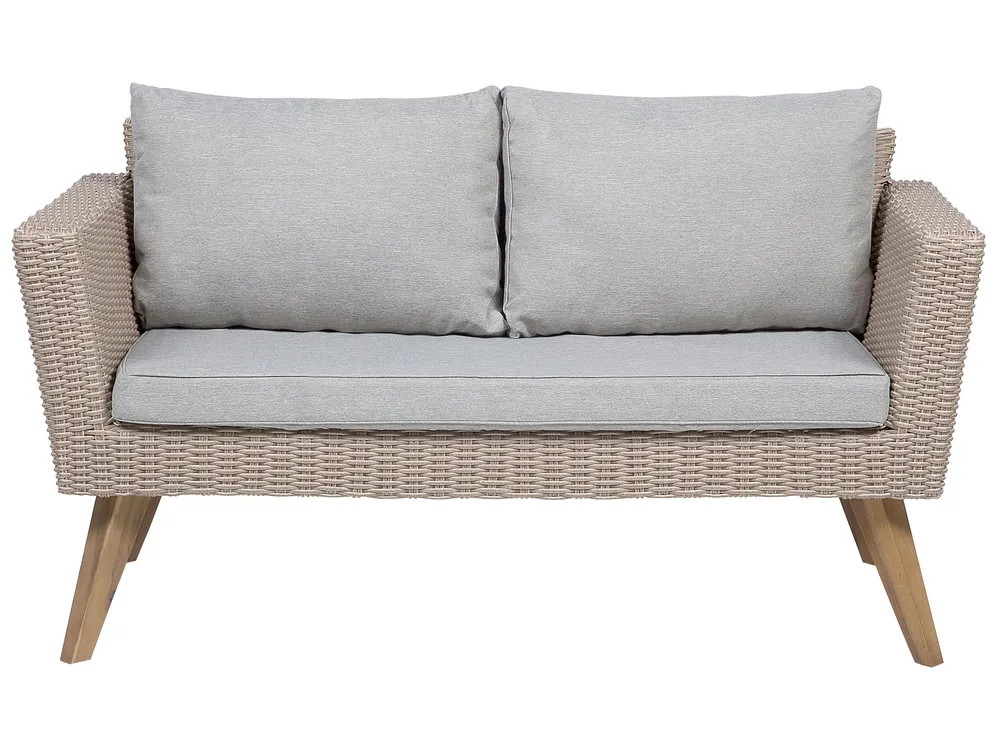 Garden Lounge Set with Table 4 Seater VITTORIA PE Rattan Grey_744955