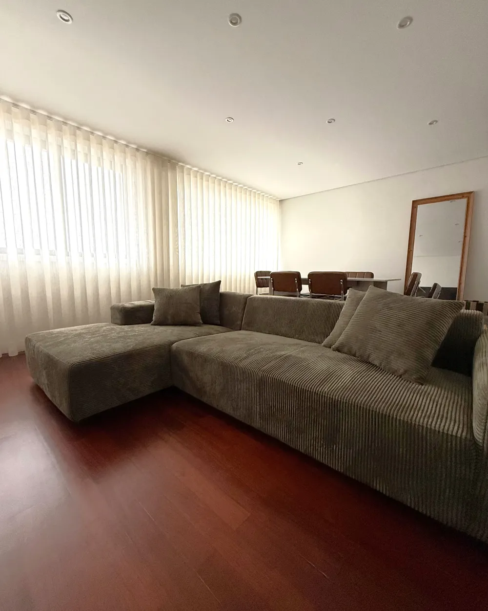 Corner Sofa 4 Seater LUNGO Corduroy Green Right Hand_1046100