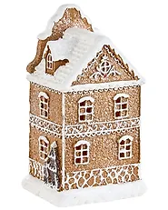 Set med 3 juldekorationer LED RIMPI 21/25/26 cm Hus Brun_1175142