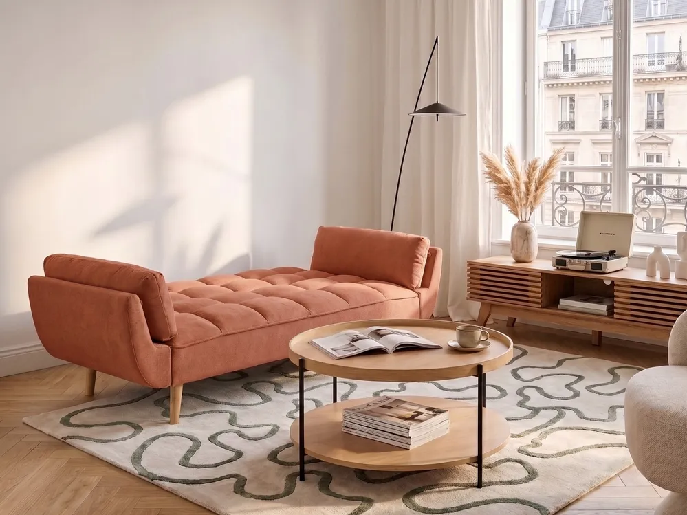 Sofa Bed 3 Seater ASBY Fabric Orange_1079511