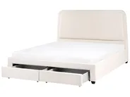 Säng med förvaringslådor SARDENT Bouclé Off-White 180 x 200 cm_1023552