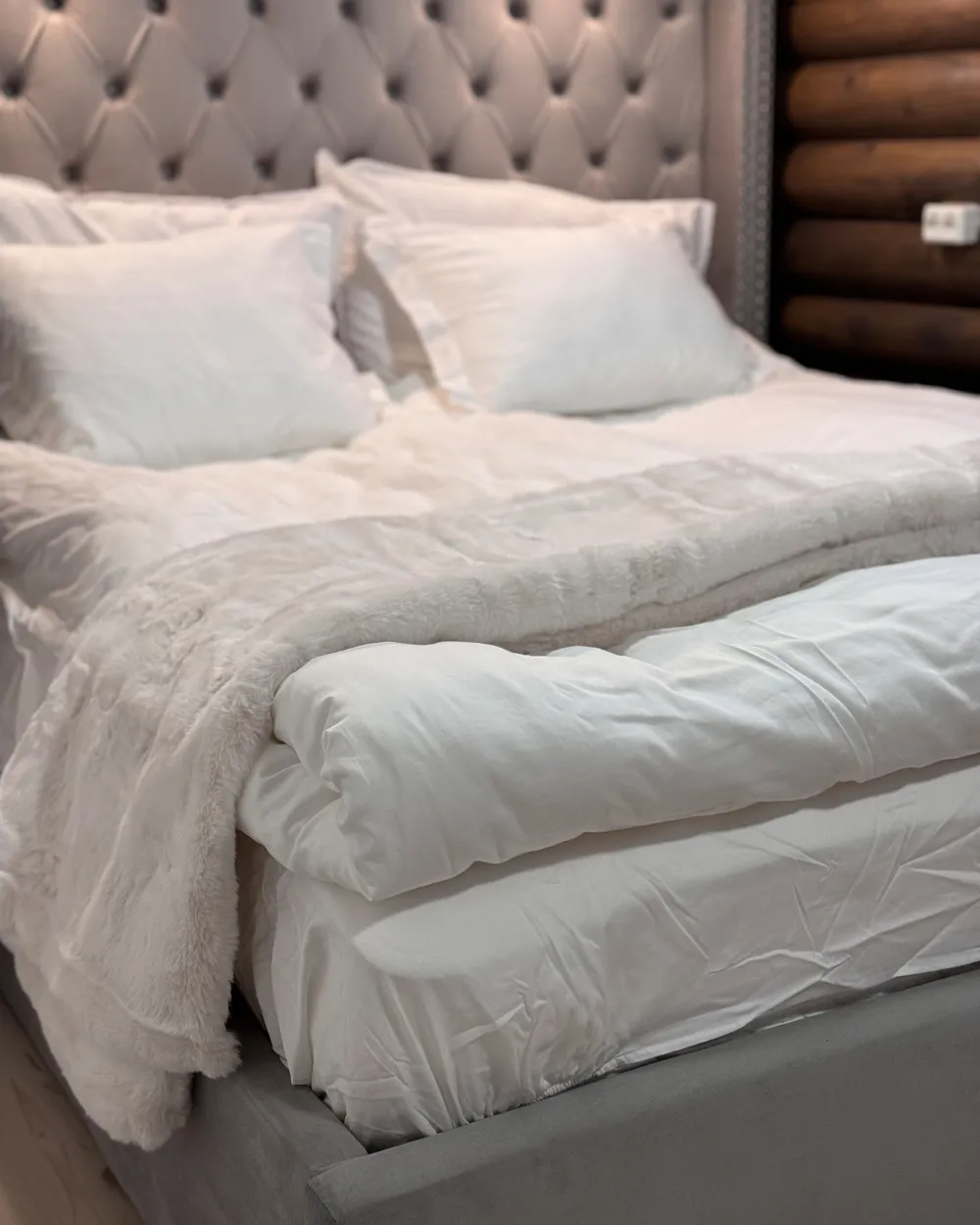 Ottoman Bed LUBBON Velvet Light Grey 160 x 200 cm (EU King Size)_895696