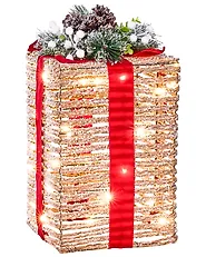 Set of 3 Christmas Decorations LED VAHTO 46/32/30 cm Christmas Gifts Brown_1179430