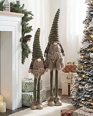 Set of 2 Christmas Decorations SUNDOM 69-93/81-111 cm Gnome Green_1175523