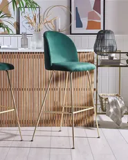 Set med 2 barstolar ARCOLA Sammet Smaragdgrön_780929