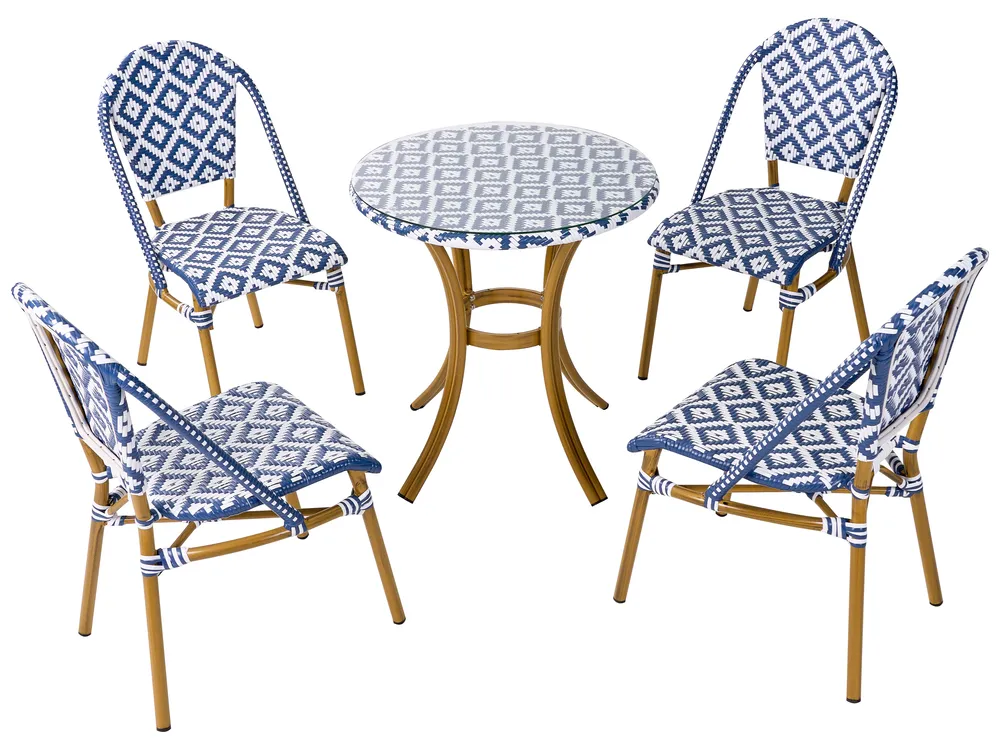Garden Dining Set 4 Seater RIFREDDO PE Rattan Blue