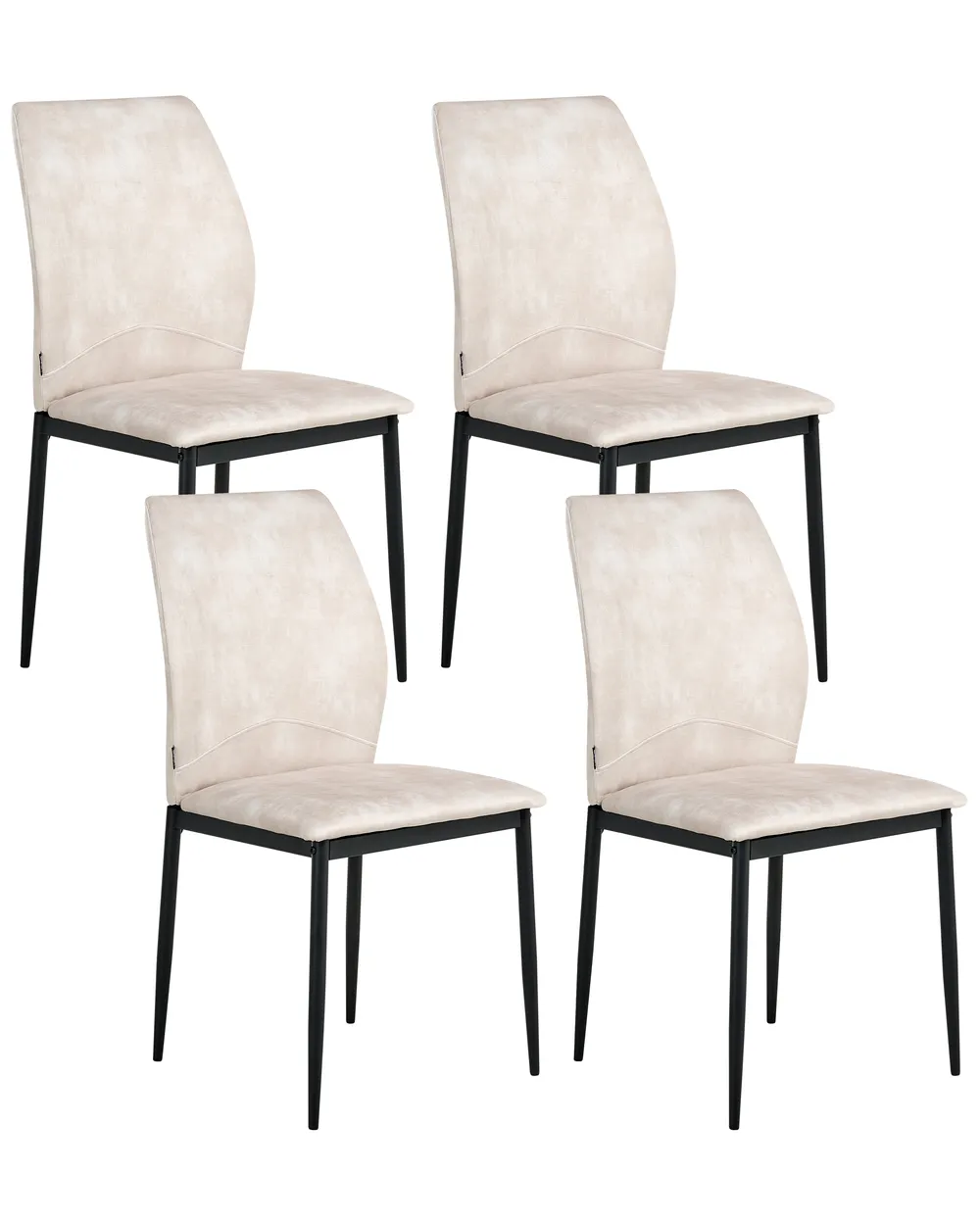 Set of 4 Dining Chairs ROCHEPORT Fabric Light Beige