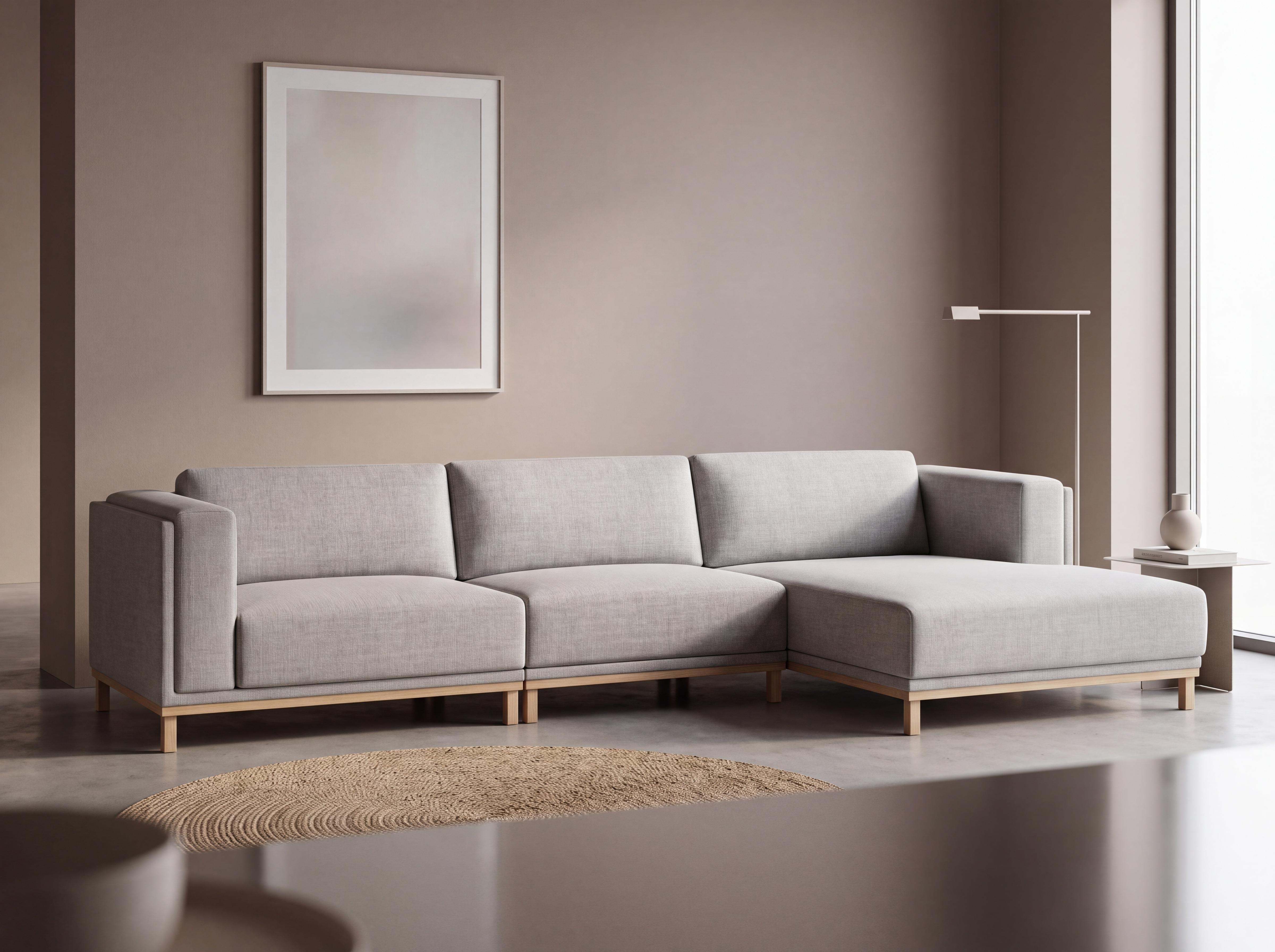 Corner Sofa VENG Fabric Grey Left Hand