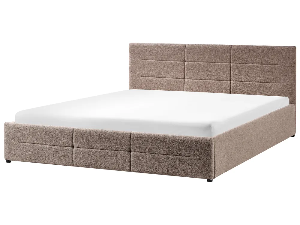 Ottoman Bed MASSOGNES Boucle Taupe 180 x 200 cm_1030481