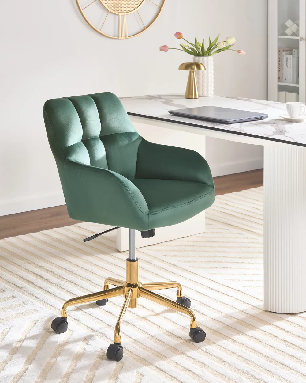 Desk Chair PALMDALE Velvet Dark Green