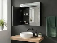 Bathroom Wall Mounted Mirror Cabinet LED JARAMILLO 60 cm 60 cm Black_905822