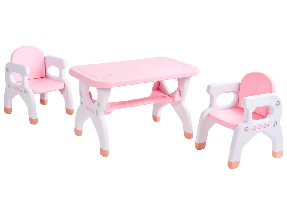 Kids Table with Chairs BOLLON Pink_1124282