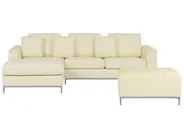 Corner Sofa 4 Seater OSLO with Ottoman Leather Light Beige Right Hand_285439