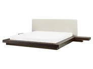 Bed with LED Faux Leather ZEN 160 x 200 cm (EU King Size) Dark Ash Wood_941356