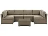 Garden Corner Sofa with Table 6 Seater BELVEDERE PE Rattan Brown