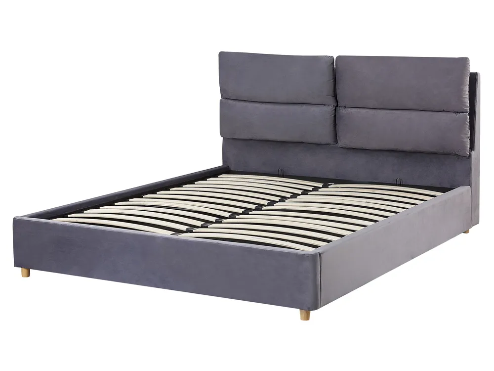 Sänky säilytystilalla BATILLY Sametti Harmaa 160 x 200 cm_763507