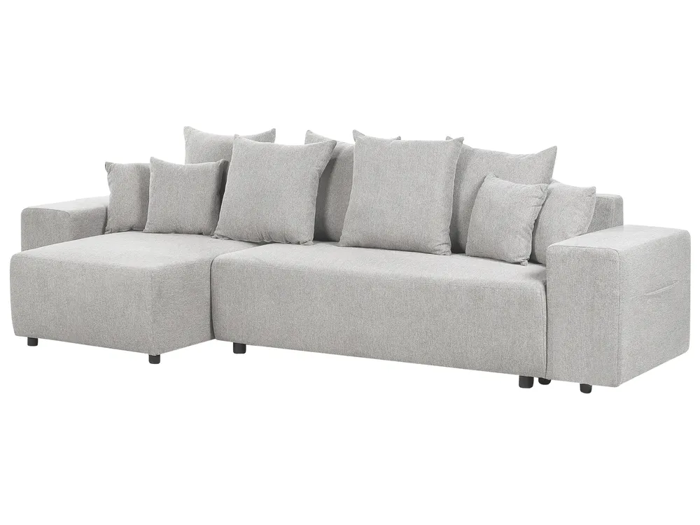 Corner Sofa Bed 3 Seater LUSPA with Storage Fabric Light Grey Right Hand_901008