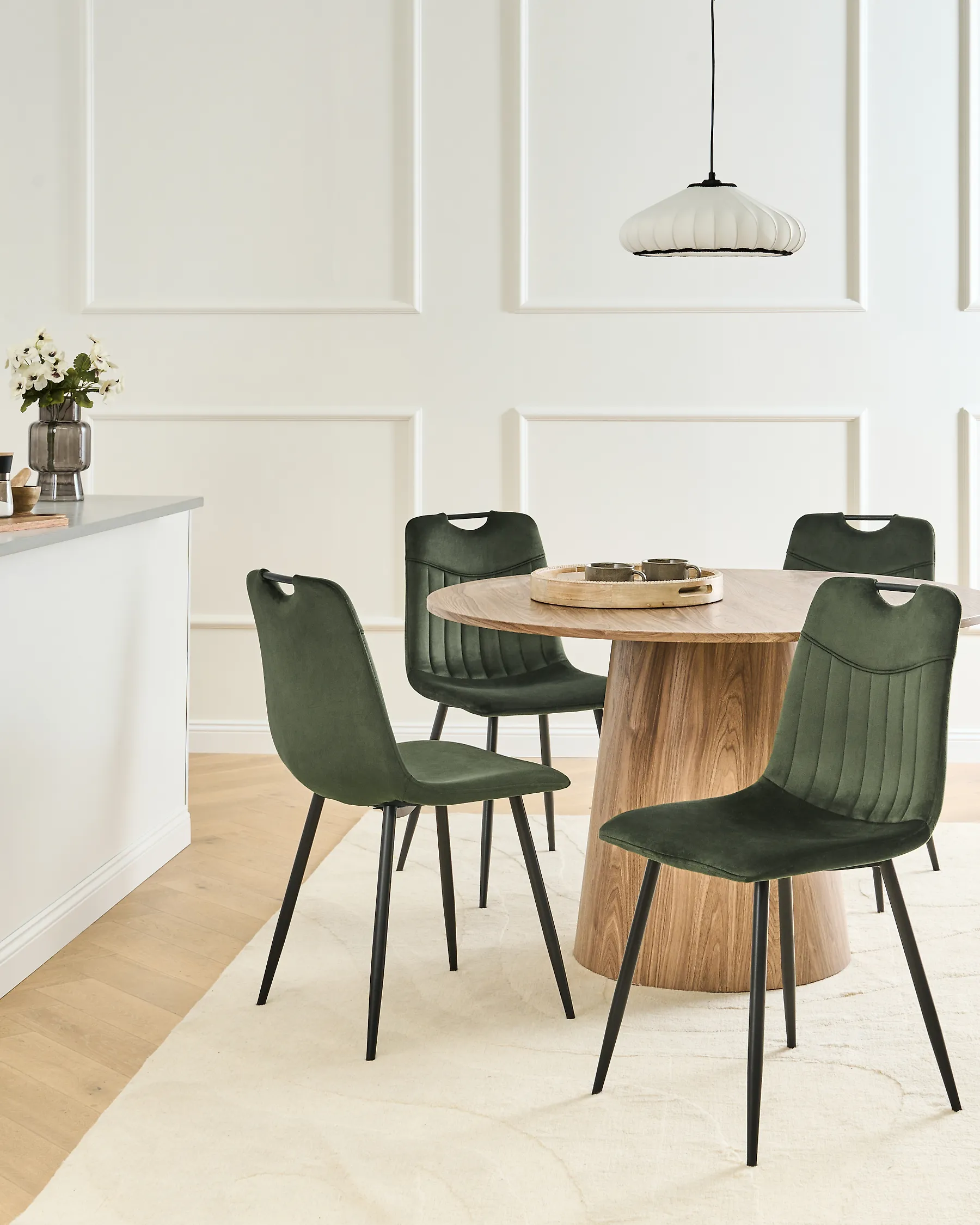 Set med 4 matstolar ARGYLE Sammet Mörkgrön_1174262