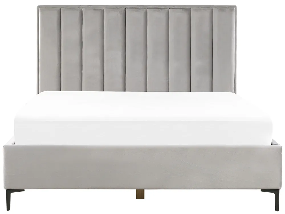 Bedroom Set SEZANNE Velvet Light Grey 180 x 200 cm (EU Super King)_799897
