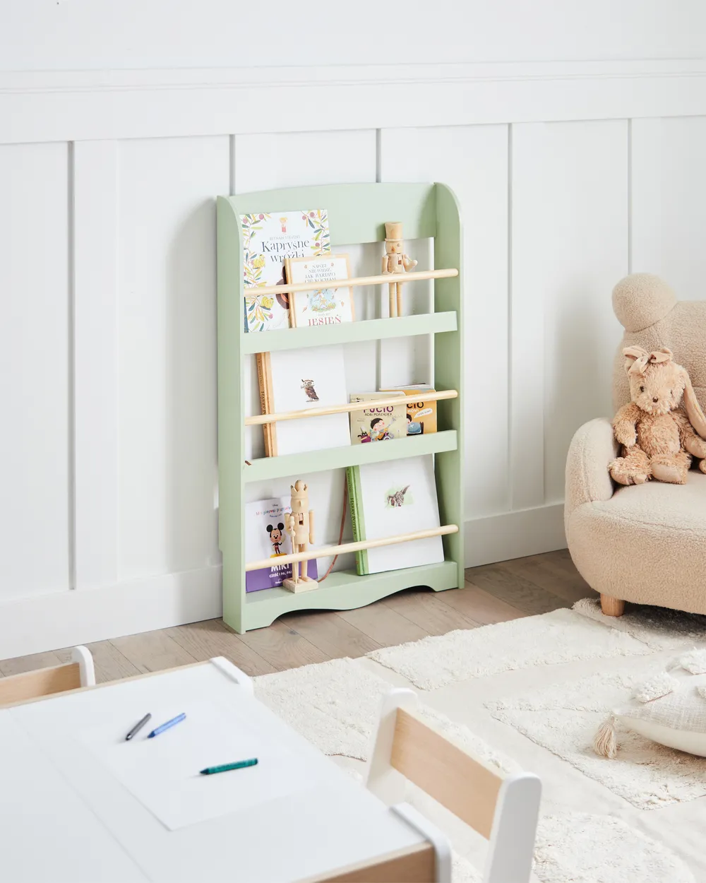 Wall Bookshelf LILOET 100 cm Light Green