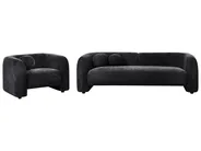 Living Room Set 4 Seater LEIREN Chenille Black_1028707