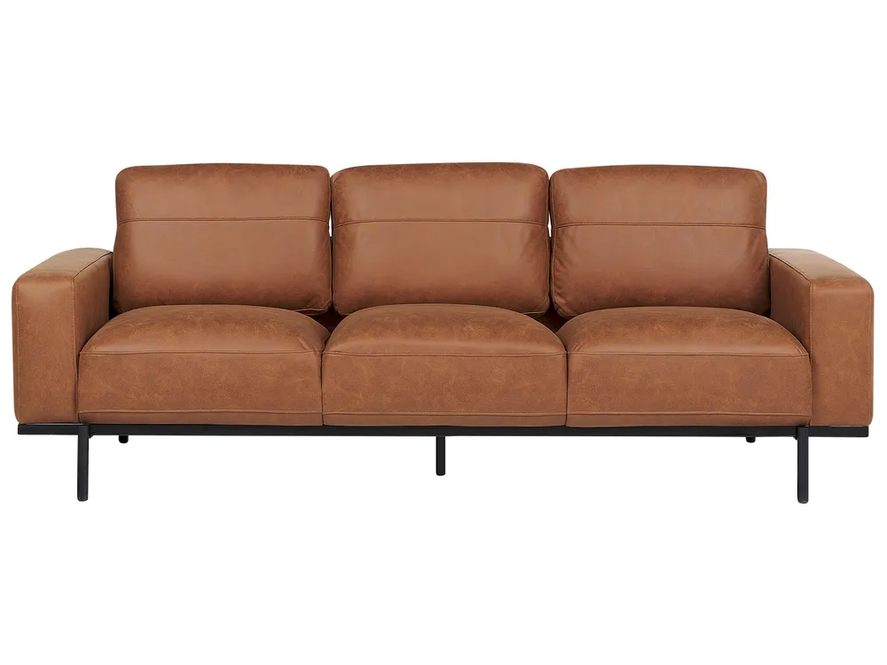 Living Room Set 6 Seater SOVIK Faux Leather Brown_1041219