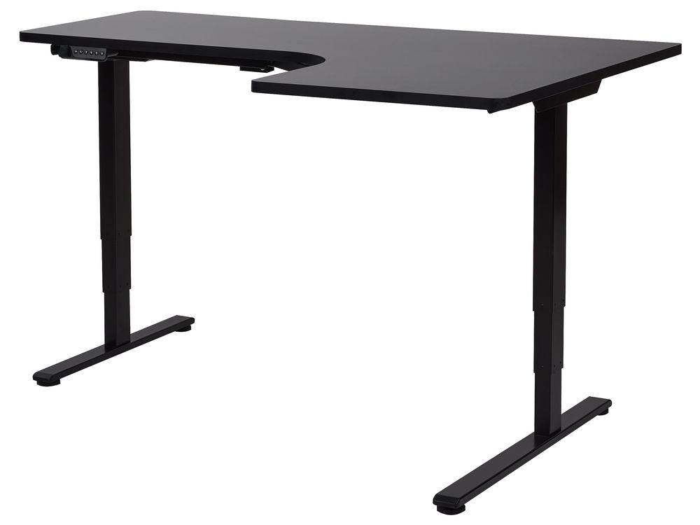Elektrisk justerbart hjørneskrivebord DESTINES 160 cm 109 cm Svart Høyrevendt