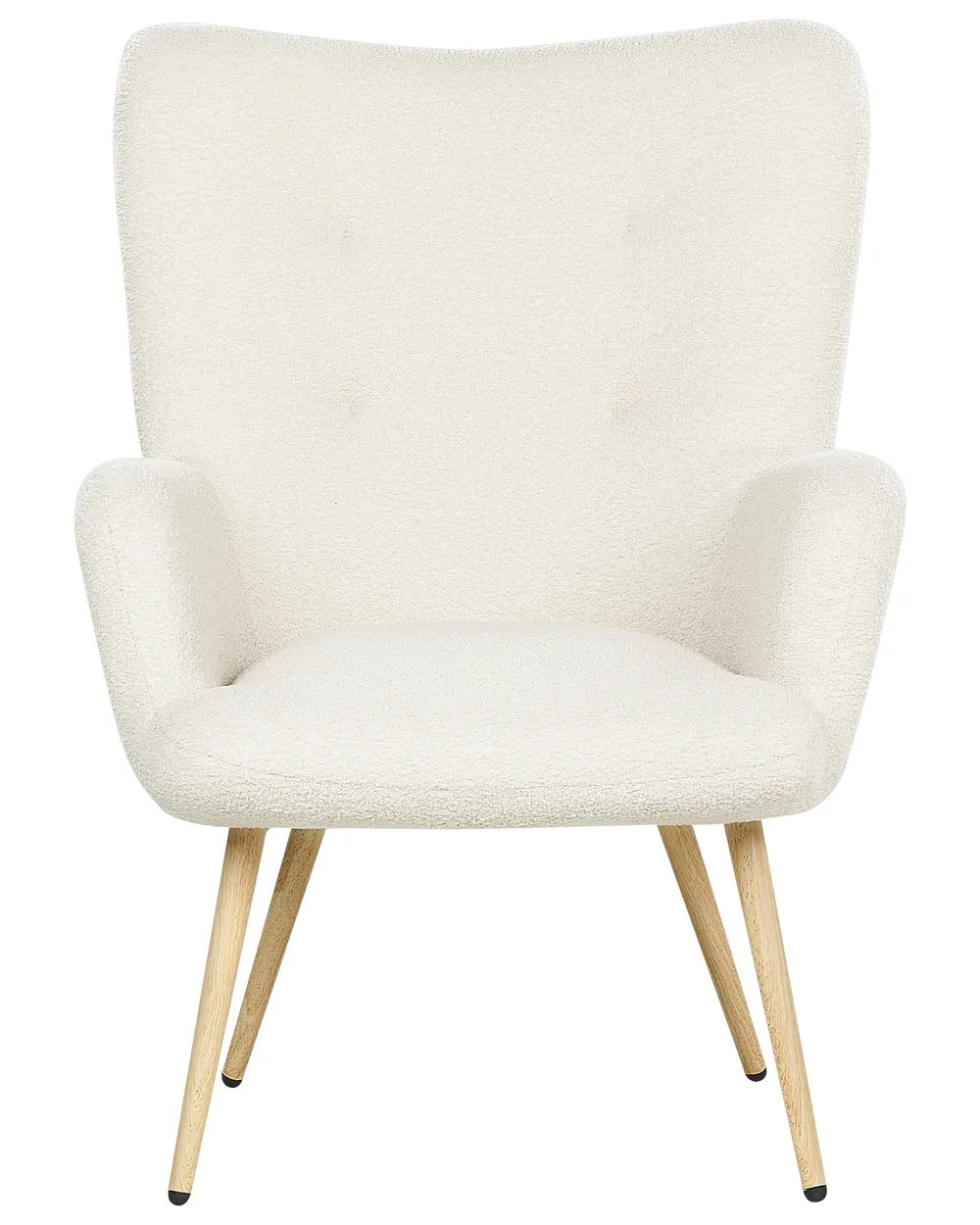 Öronlappsfåtölj VEJLE med fotpall Bouclé Off-White_901565