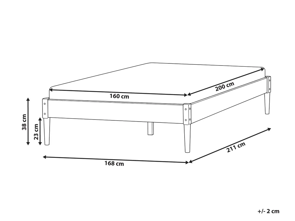 Bed without Headboard Pine Wood VEYRAC 160 x 200 cm (EU King Size) Light Brown_1118775