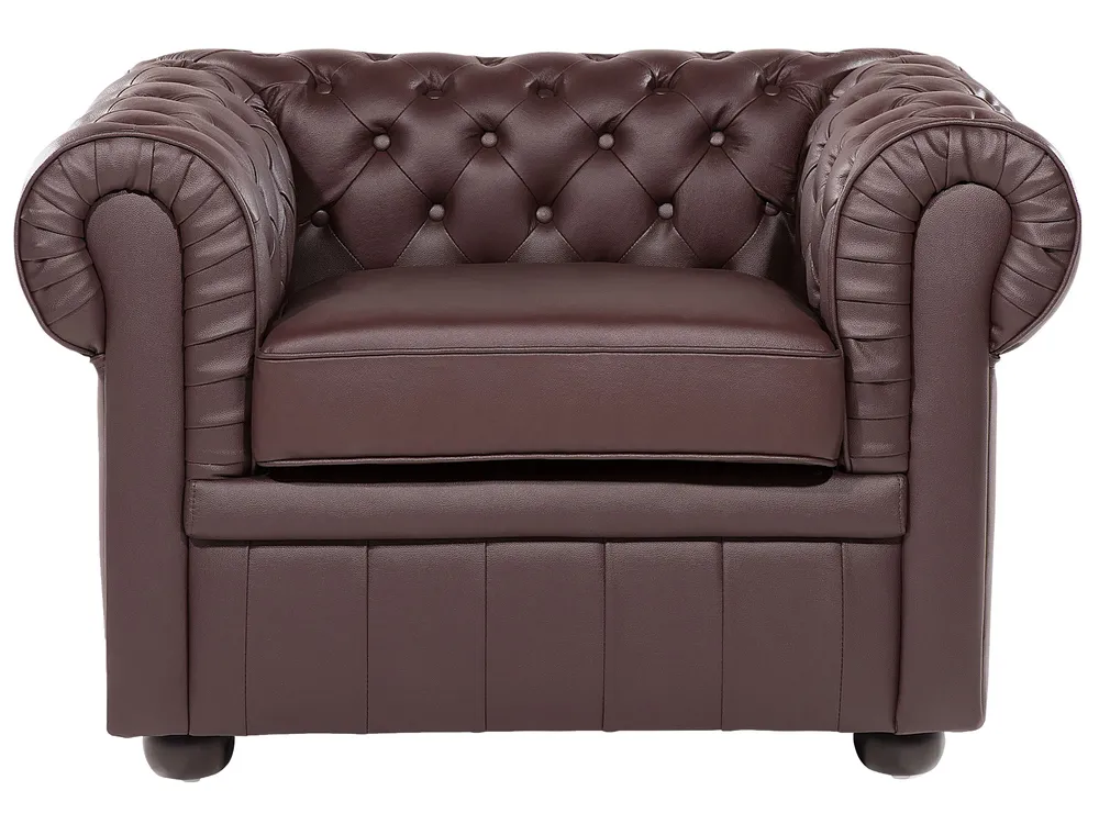 Sohvaryhmä 4-istuttava CHESTERFIELD Nahka Ruskea_769470