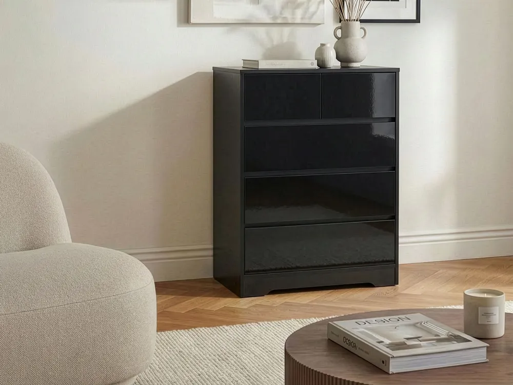 5 Drawer Chest ALBERTA Black