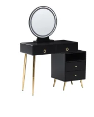 Dressing Table with Mirror and Stool YVES LED Black_845102