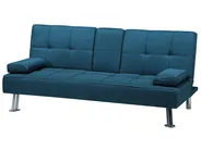 Sofa Bed 3 Seater ROXEN Fabric Blue_793790