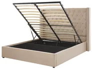Ottoman Bed LUBBON Velvet Beige 160 x 200 cm (EU King Size)_772942