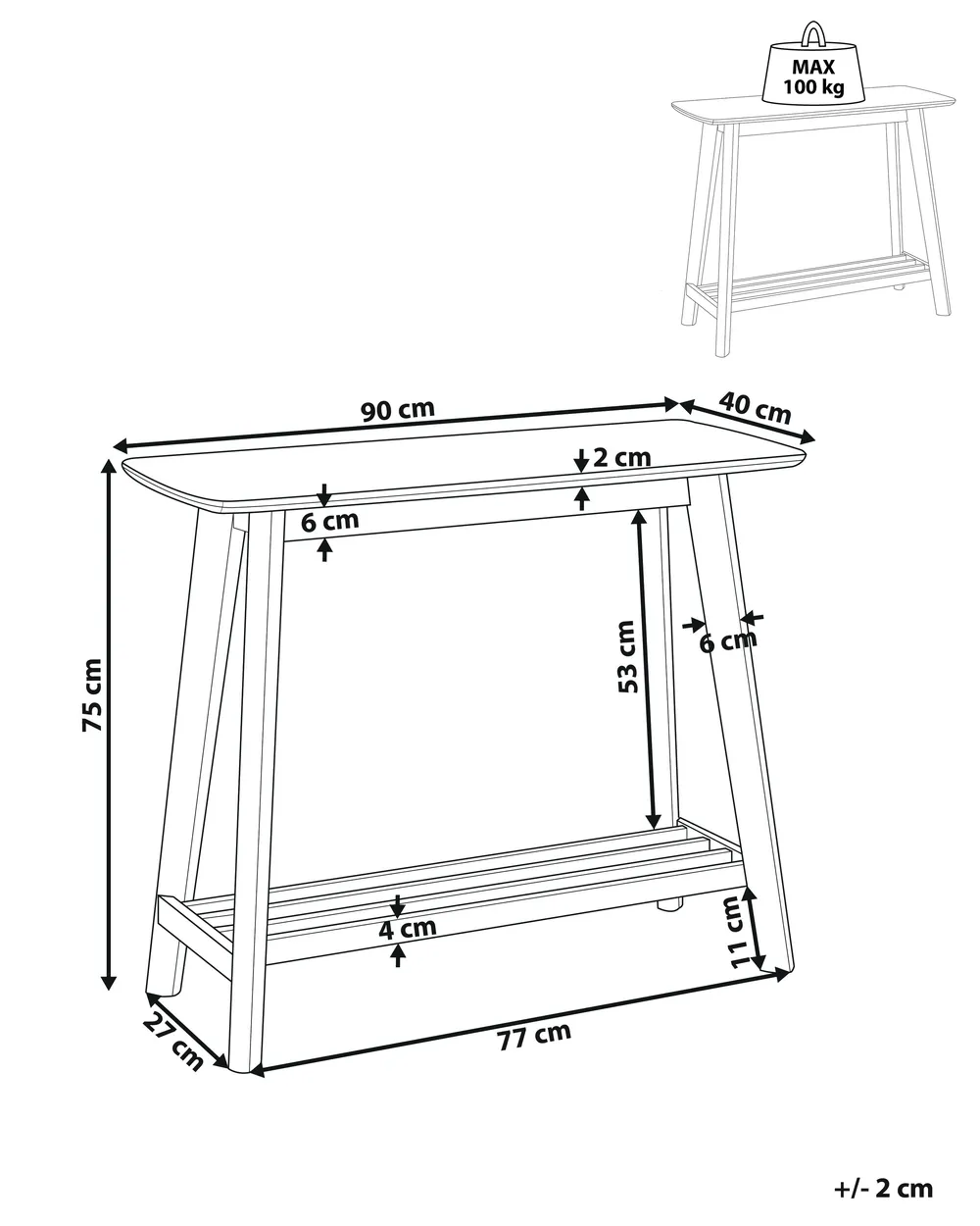 Console Table TULARE Light Brown_823458