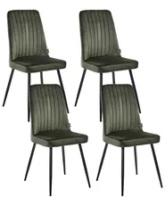 Set med 4 matstolar KIRBY Sammet Mörkgrön_1024769