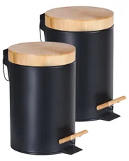 Set of 2 Pedal Waste Bins 3 L ECOSMART Metal Black_992918