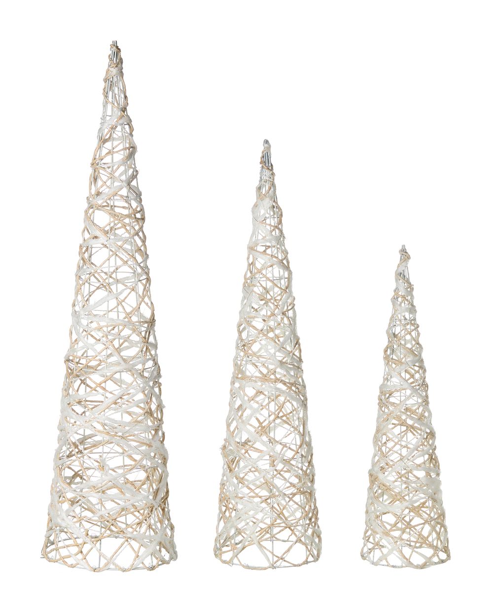 Set of 3 Christmas Decorations TUELSO 60/80/100 cm Christmas Tree White/ Gold