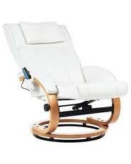 Massage Chair MAJESTIC with Footstool Faux Leather White_697984