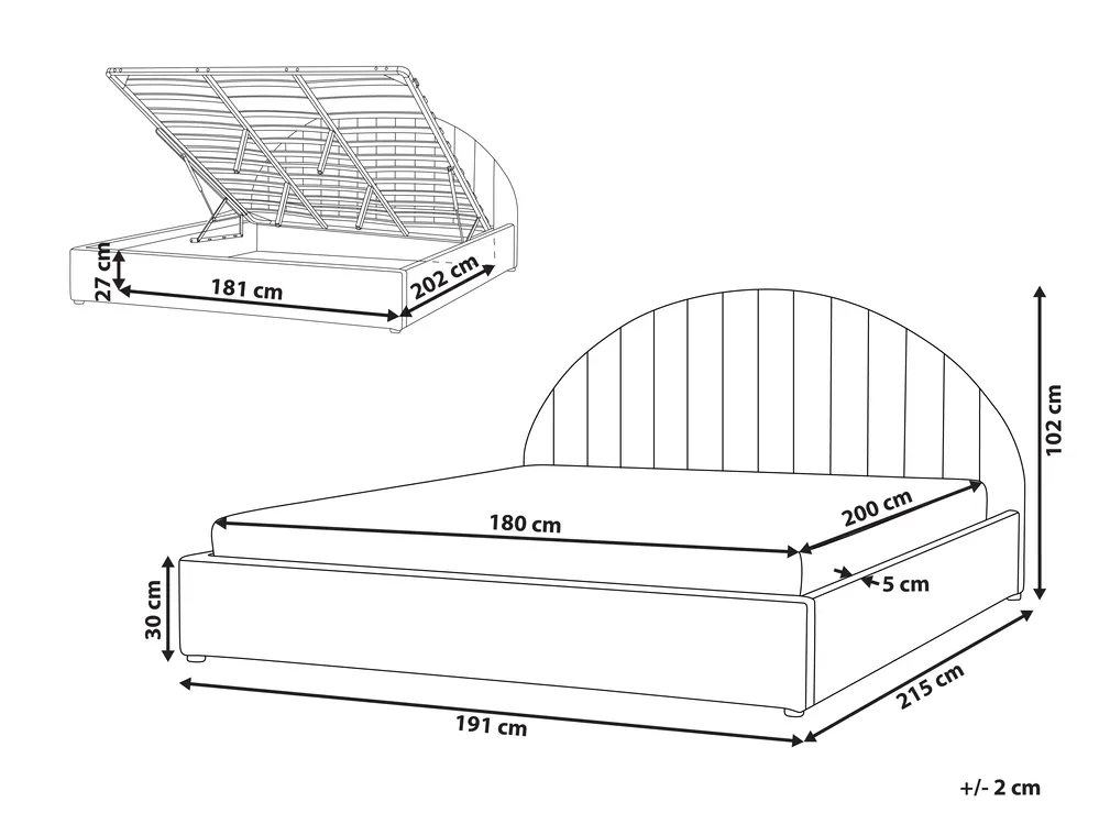 Ottoman Bed CHADENET Boucle Peach Pink 180 x 200 cm (EU Super King)_1025468