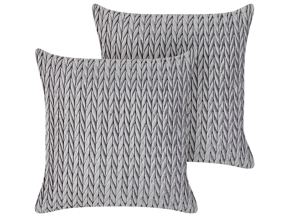Set of 2 Decorative Cushions ECLIPTA 45 x 45 cm Grey Solid