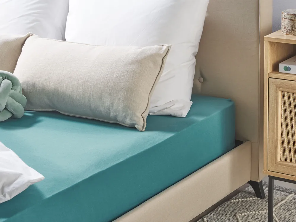 Fitted Sheet HOFUF 90 x 200 cm Cotton Turquoise