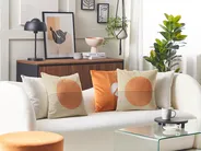 Set of 2 Decorative Cushions MOONFLOWER 45 x 45 cm White Geometric Pattern_818554