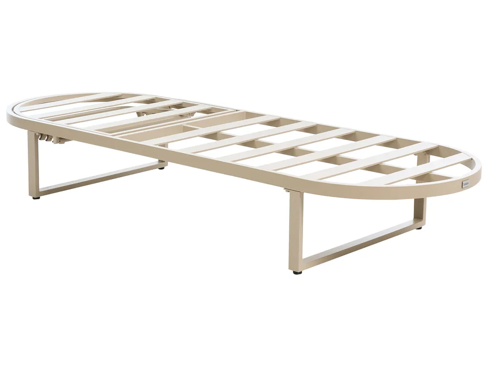 Sun Lounger with Cushion RONCOLO Metal Beige_1117412