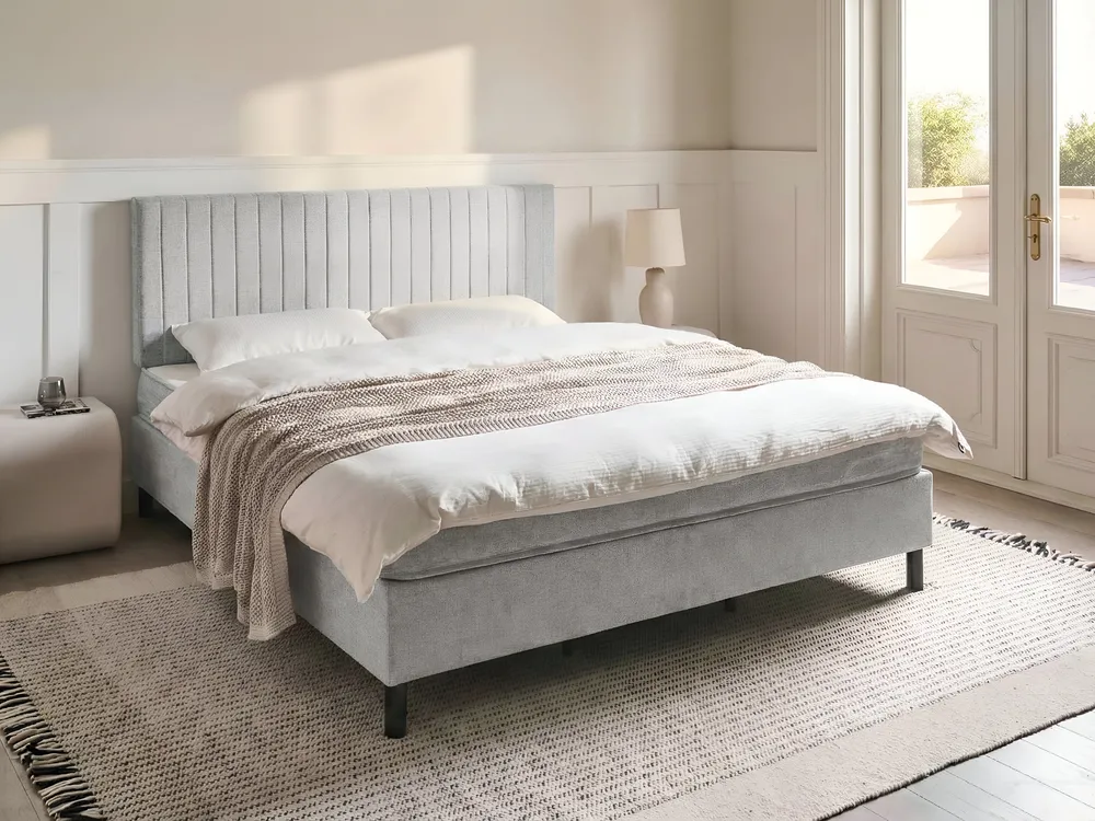 Divan Bed Fabric COUNTESS 180 x 200 cm (EU Super King) Light Grey