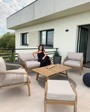 Garden Lounge Set with Table and Ottoman 4 Seater SUMBA Acacia Wood Light Brown_1165913