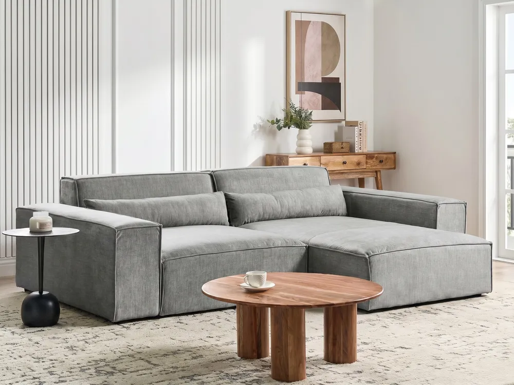Modular Corner Sofa 3 Seater HELLNAR Fabric Grey Left Hand