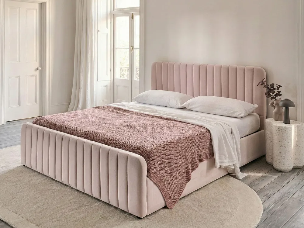 Ottoman Bed LUNAN Pastel Pink 160 x 200 cm (EU King Size)